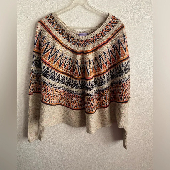 Michelle Nicole Nordic Wool Blend Tribal Sweater Poncho Boho Southwest M - Picture 3 of 12